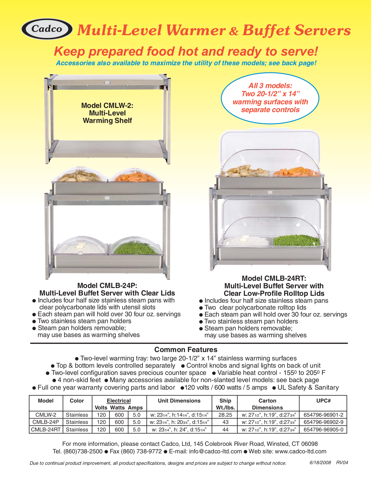 Cadco CMLB-24RT, CMLB-24P, CMLW-2 User Manual