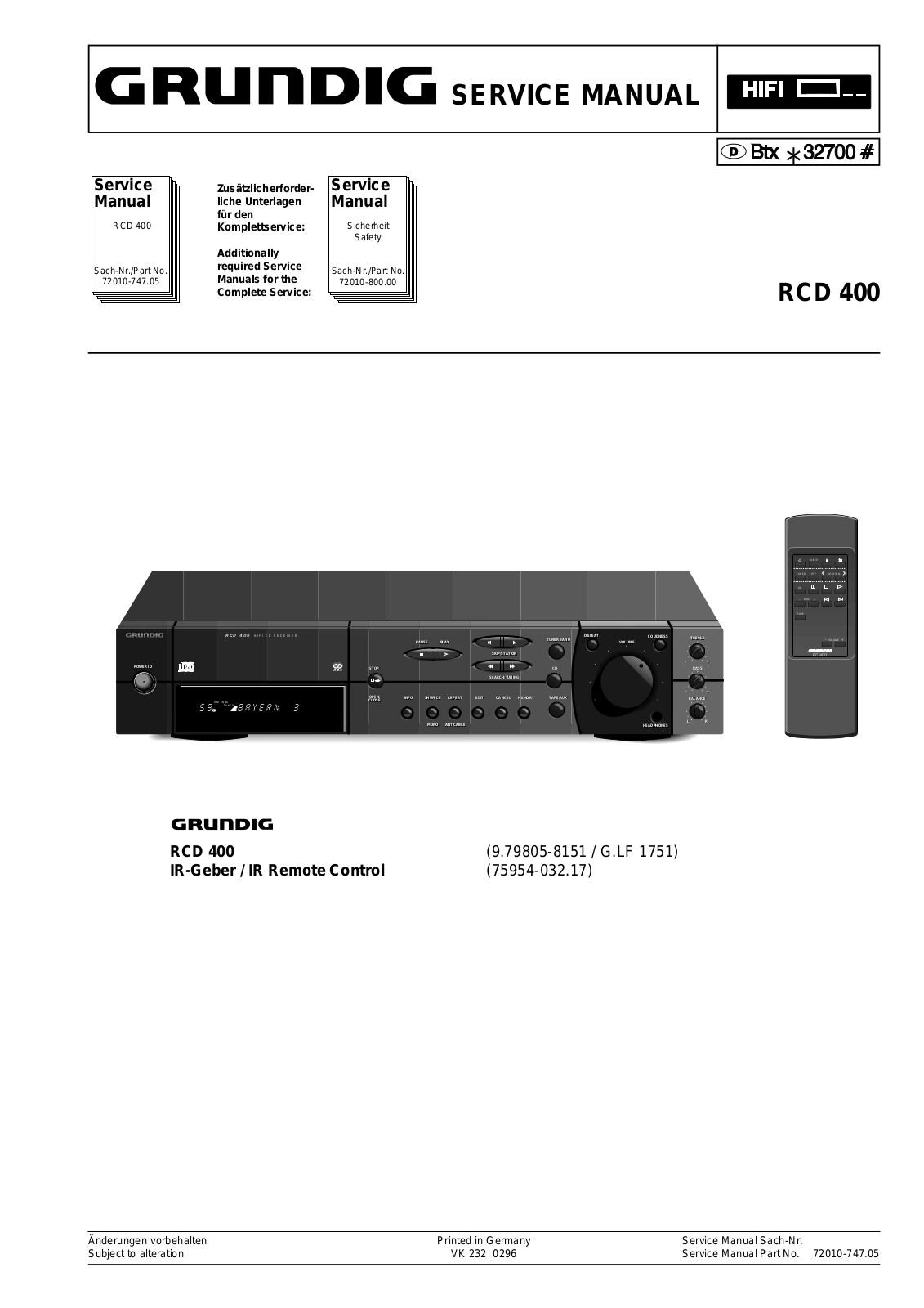 Grundig RCD-400 Service Manual