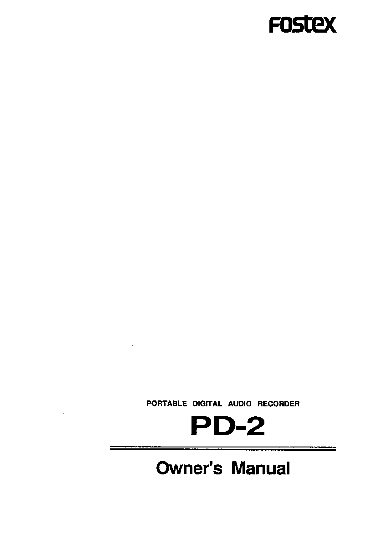 Fostex PD-2 User Manual