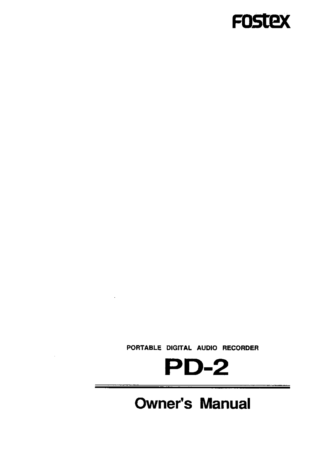 Fostex PD-2 User Manual