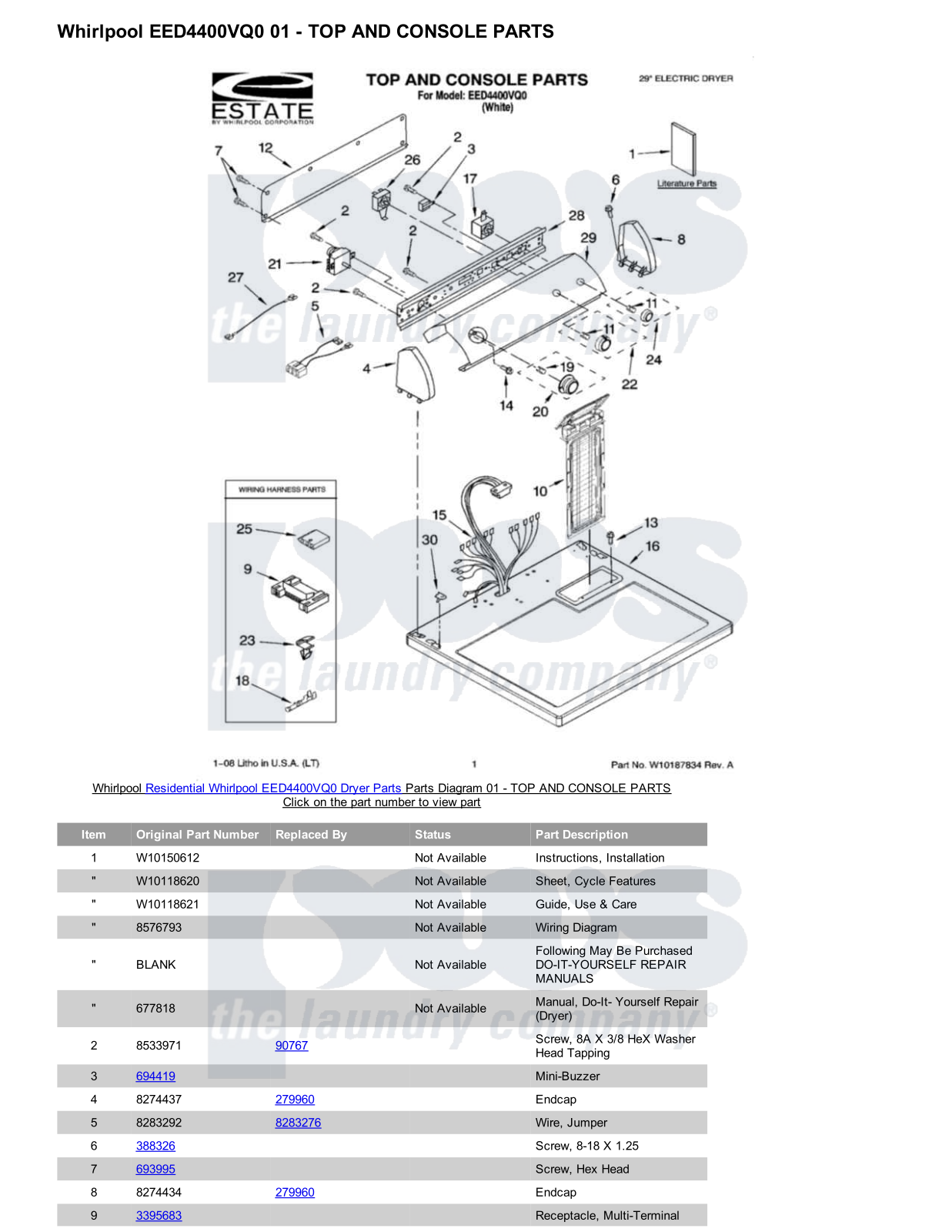 Whirlpool EED4400VQ0 Parts Diagram