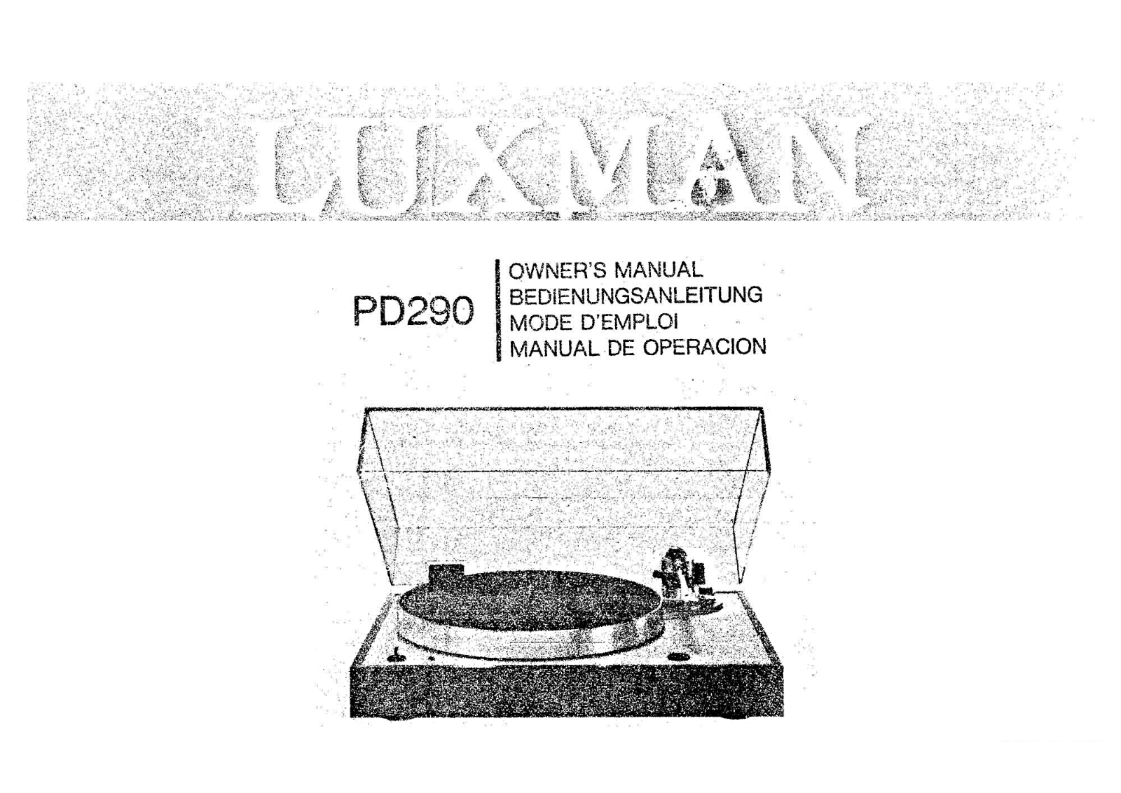 Luxman PD-290 Owners Manual