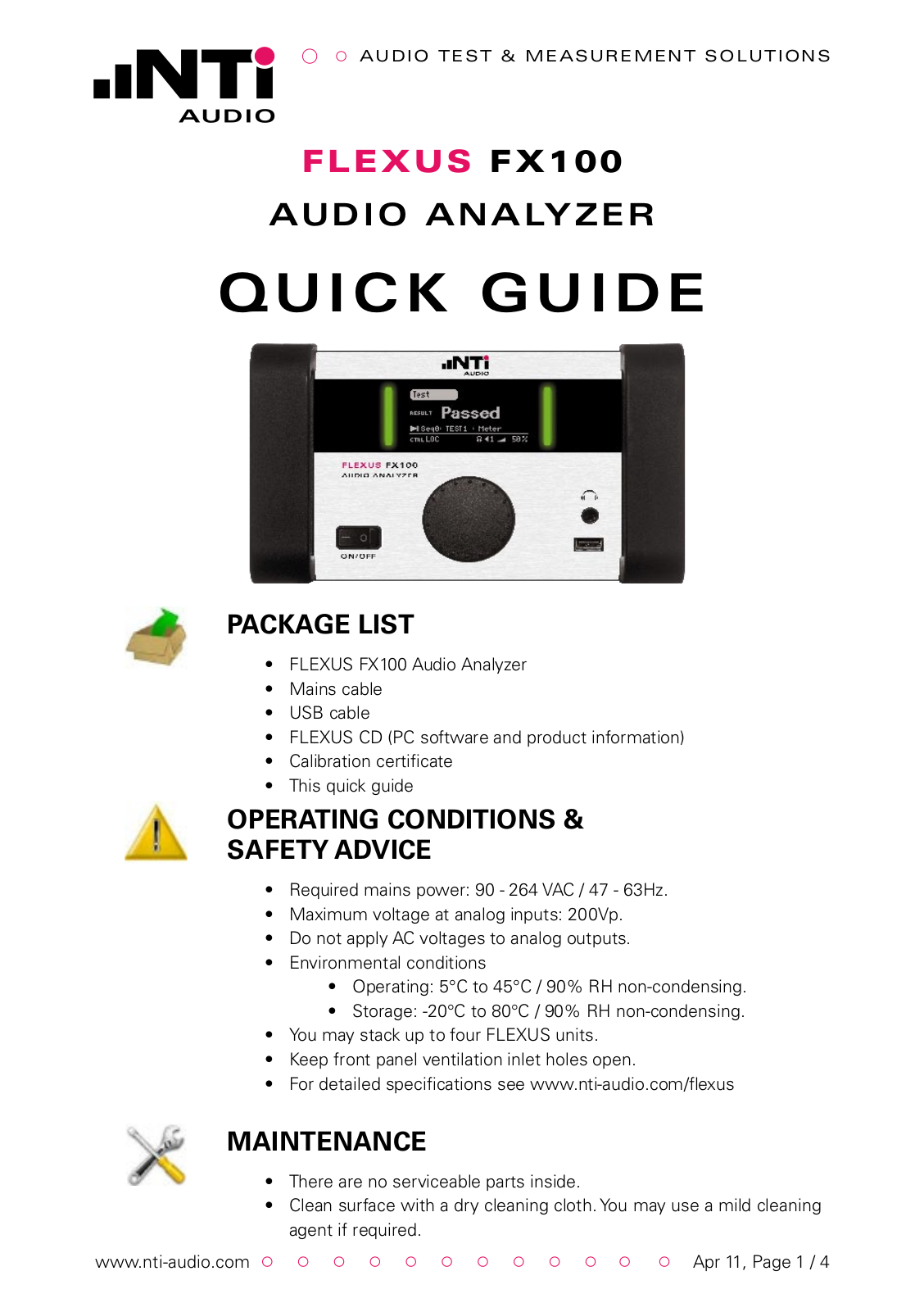 NTi Audio FX100 User Manual