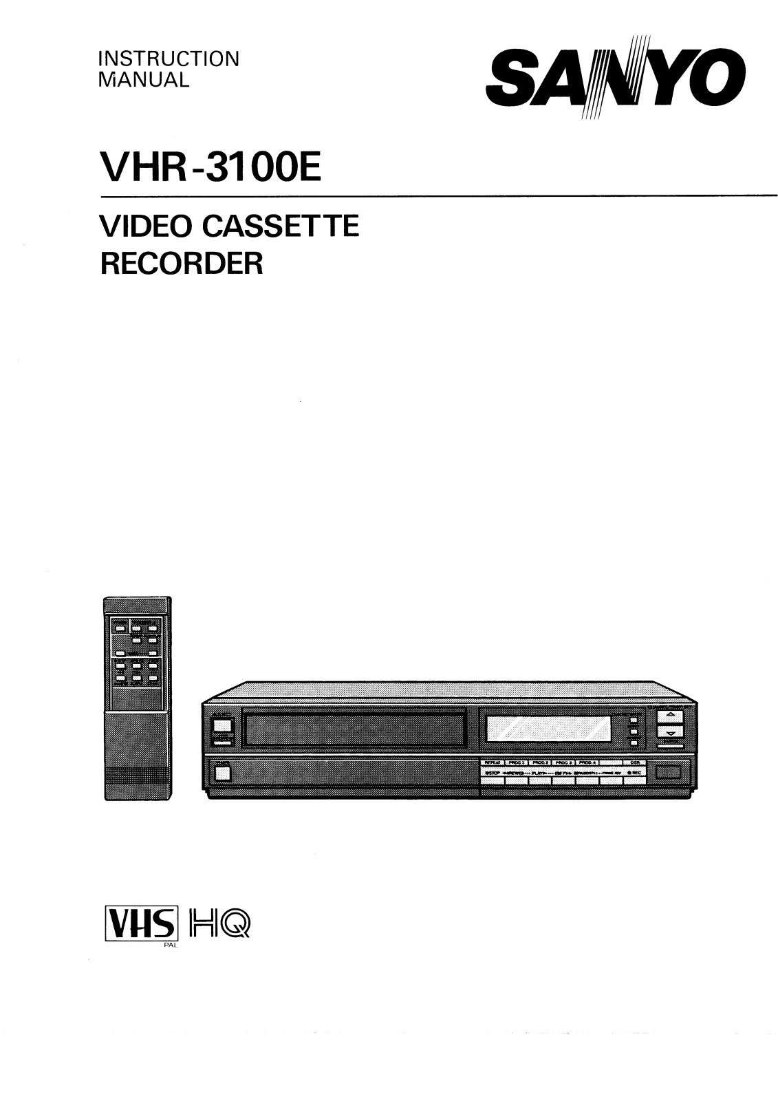 Sanyo VHR-3100E Instruction Manual