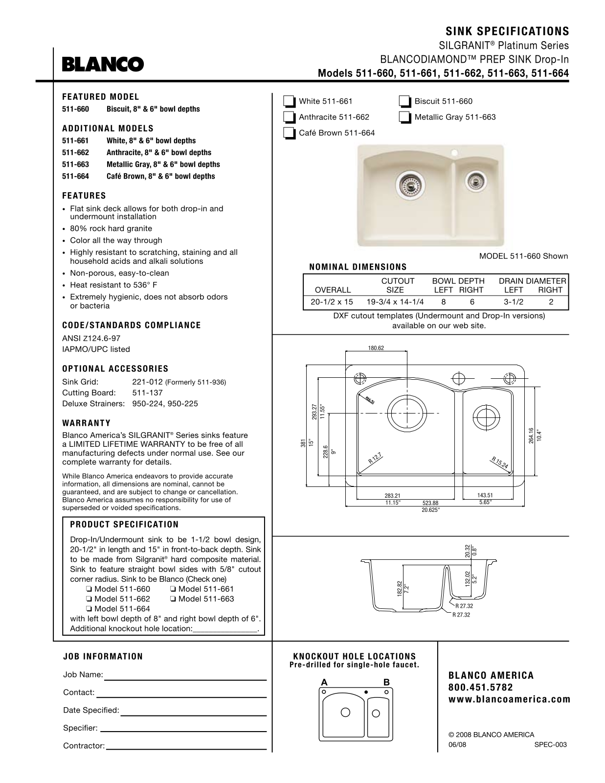 Blanco 511-664, 511-662 User Manual