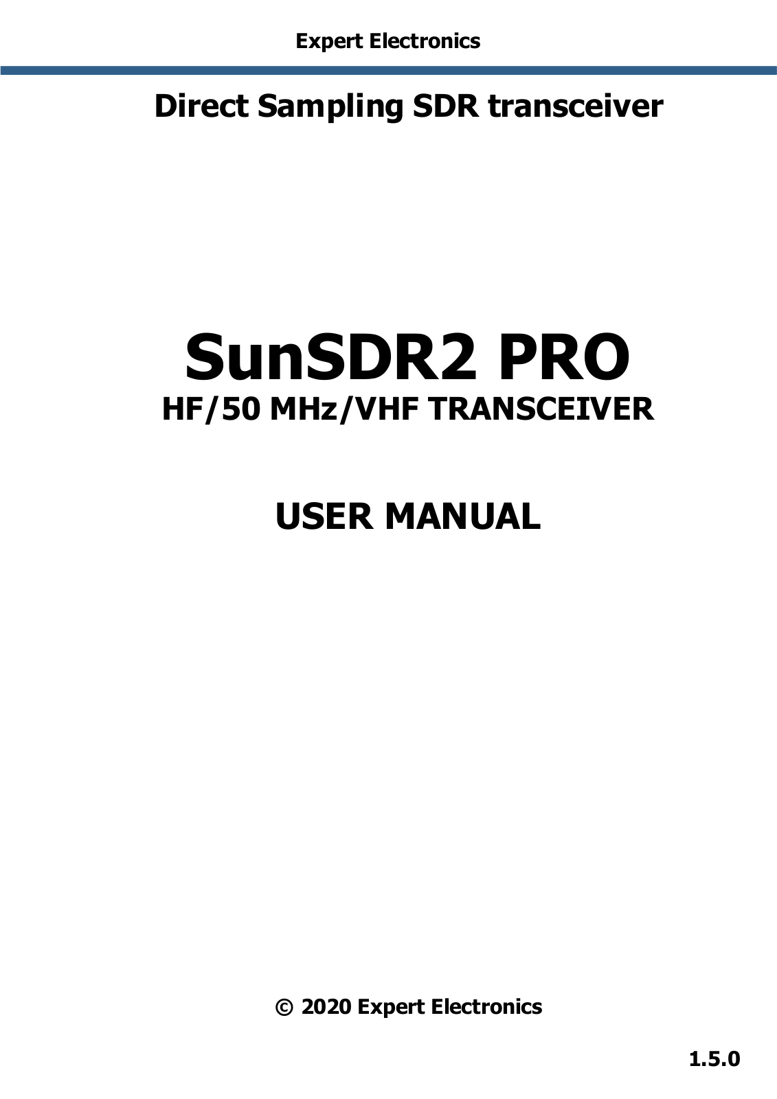 Expert Electronics SunSDR2 Pro User manual v1.5.0 - ManualMachine.com
