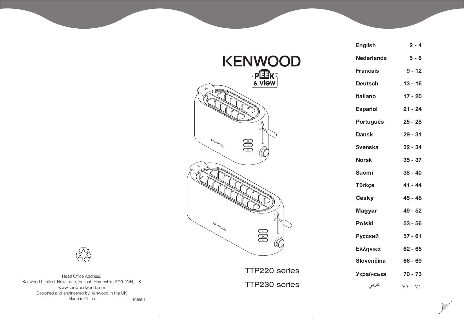 Kenwood TTP220 Series Instruction Manual