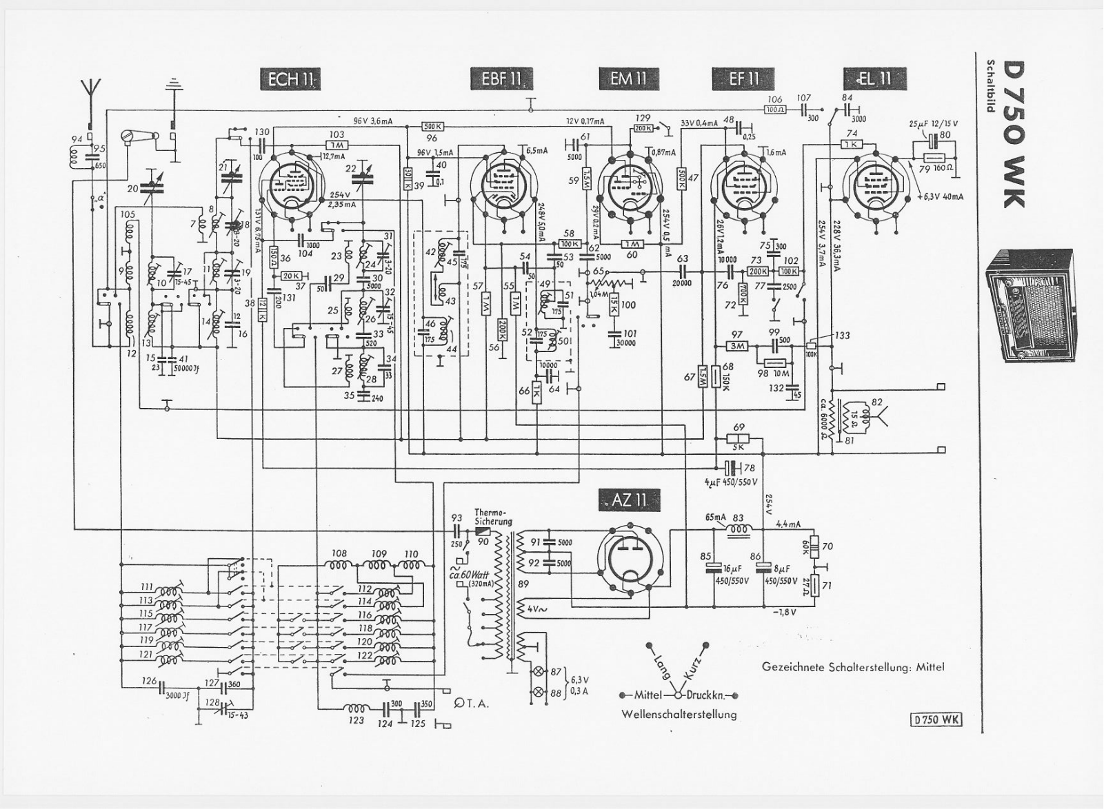 Telefunken D750-WK Schematic