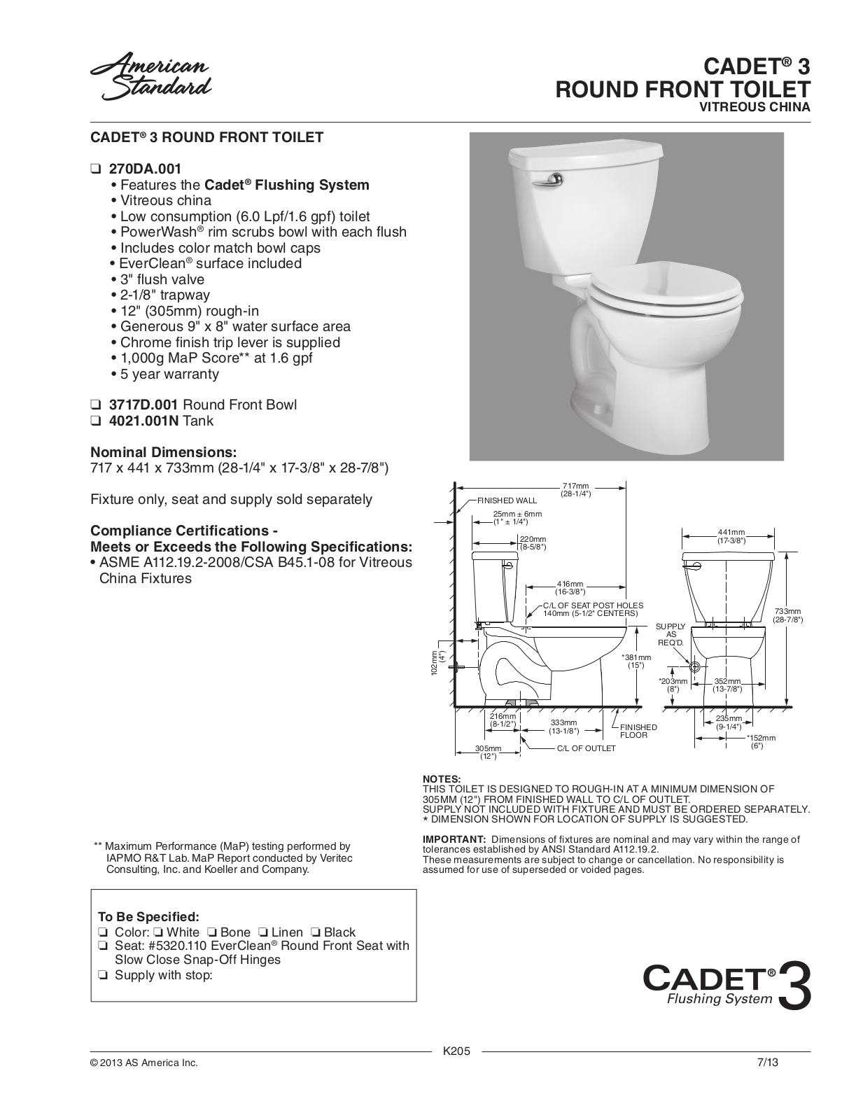 American Standard ASD11301 Specifications - ManualMachine.com