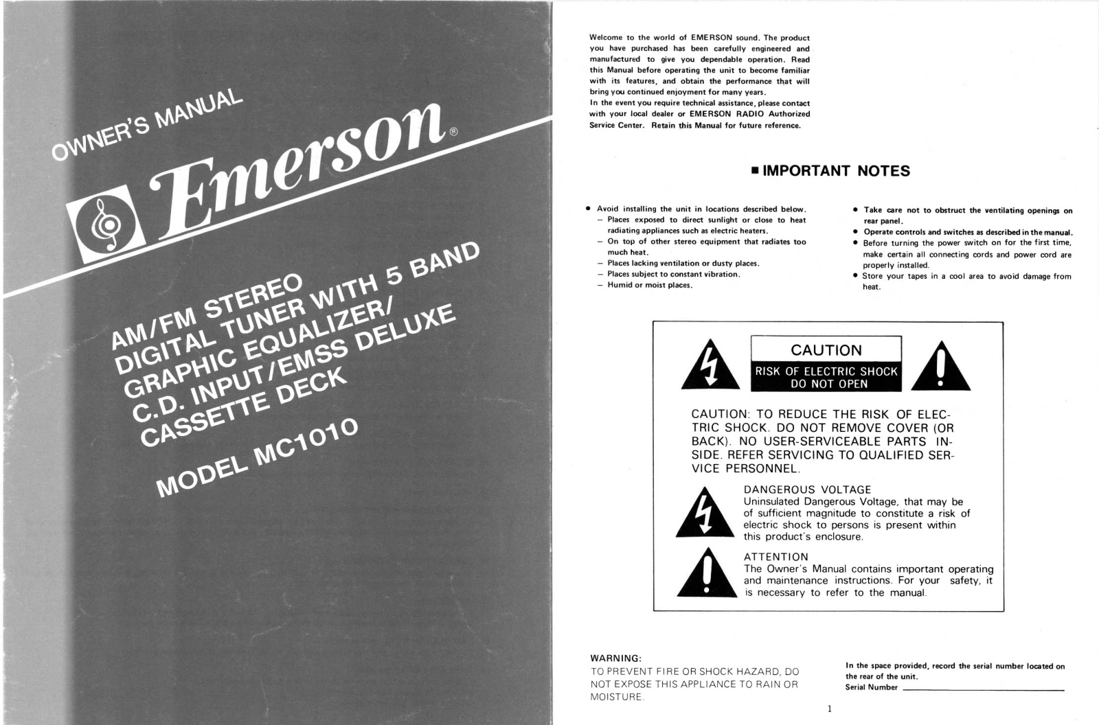 EMERSON MC1010 User Manual