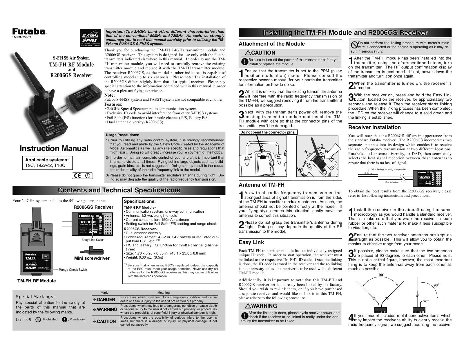 FUTABA S-FHSS, R2006GS, TM-FH Instruction Manual