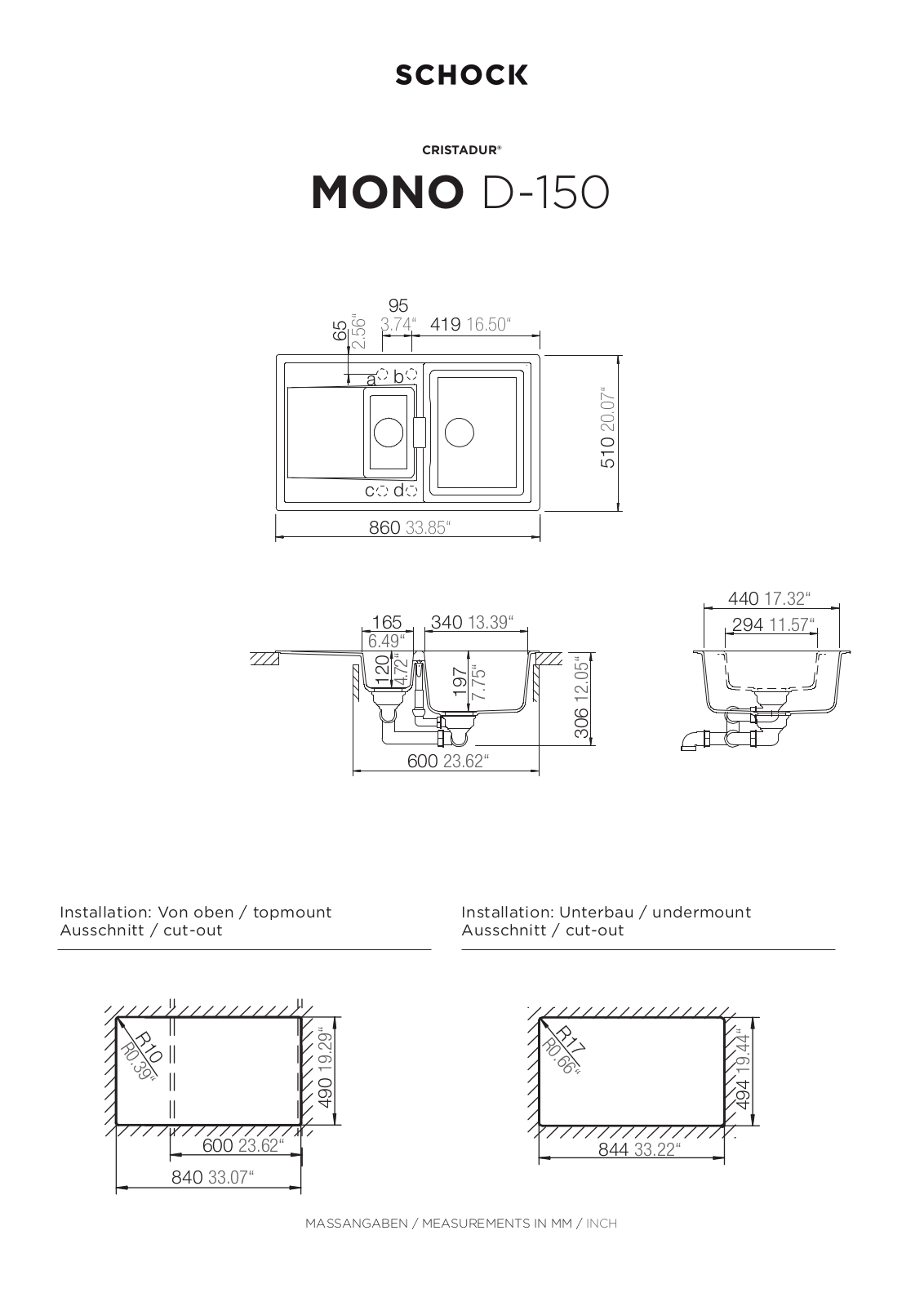 Schock Mono D-150 Technical drawing - ManualMachine.com