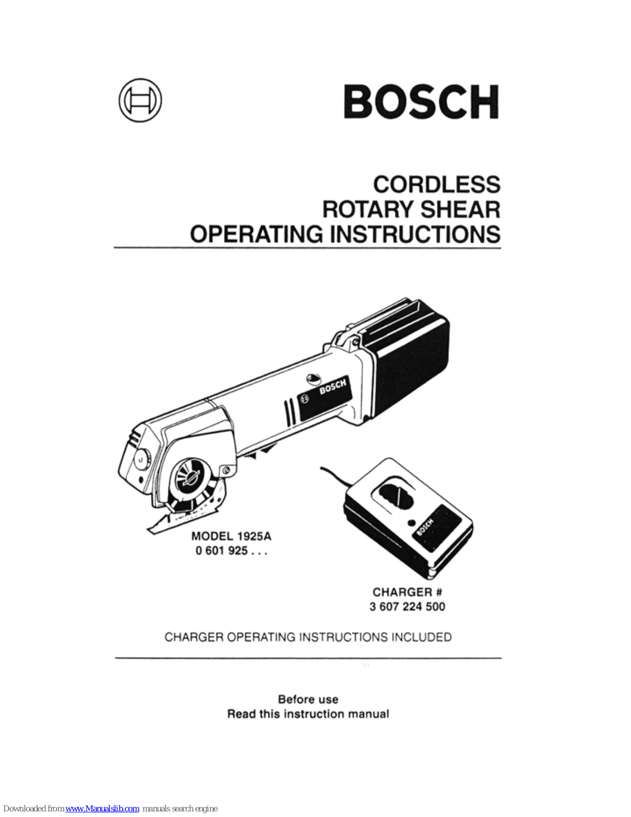 Bosch 1925A Operating Instructions Manual