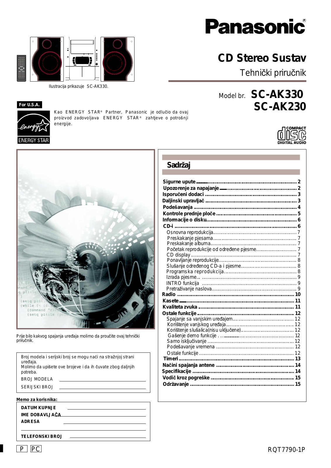 Panasonic SC-AK230, SC-AK330 TECH Manual