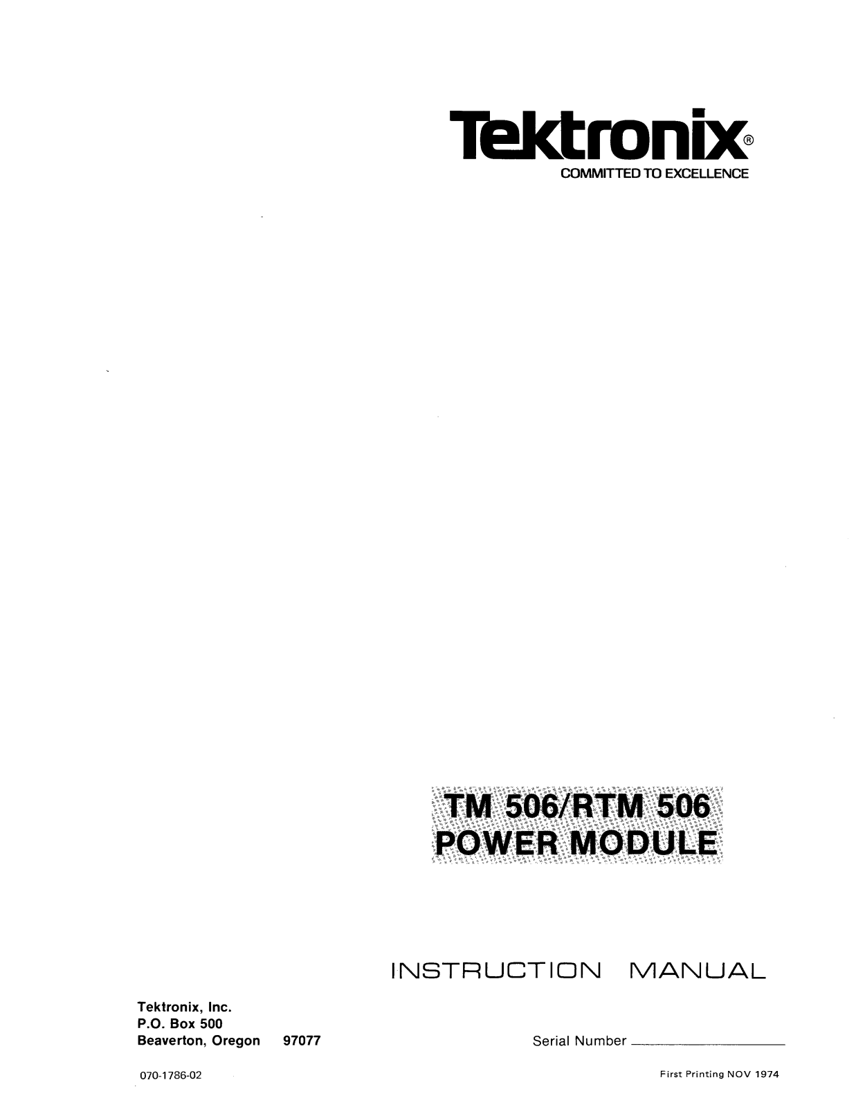 Tektronix RTM 506, TM 506 Service manual