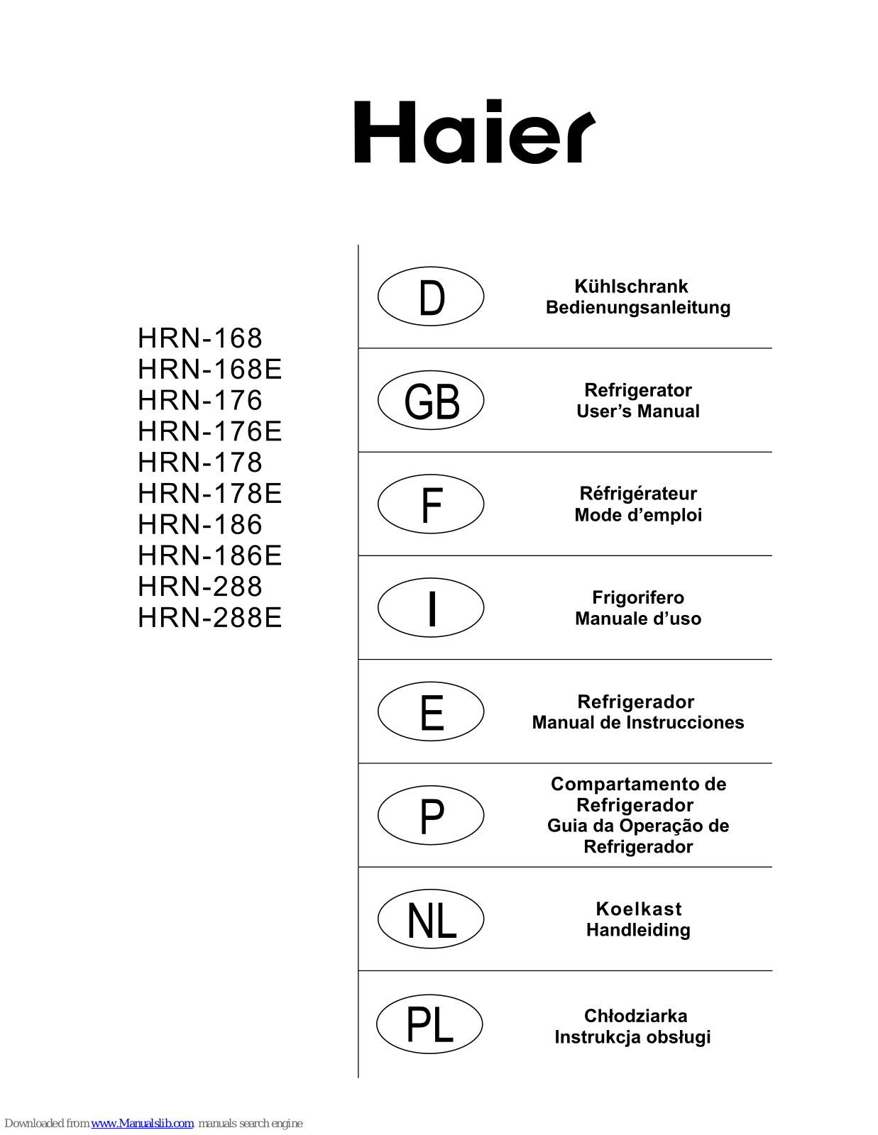 Haier HRN-168E, HRN-168, HRN-176E, HRN-178, HRN-178E User Manual