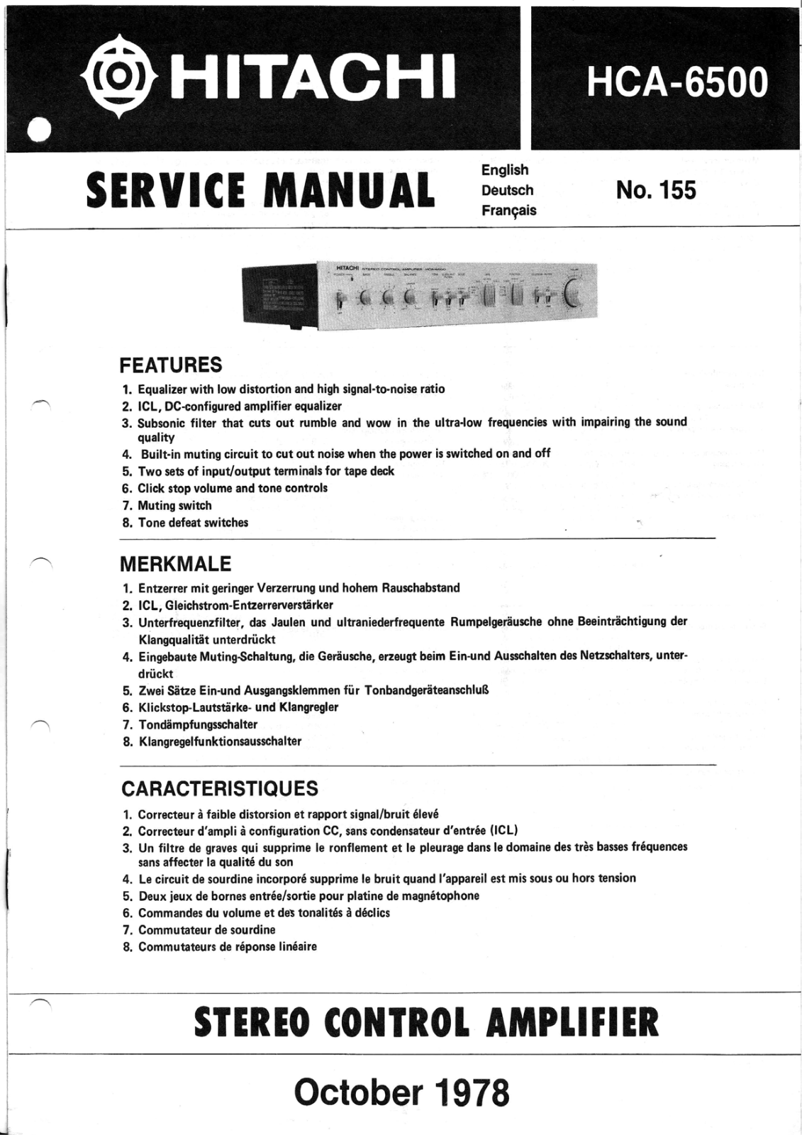 Hitachi HCA-6500 Service manual