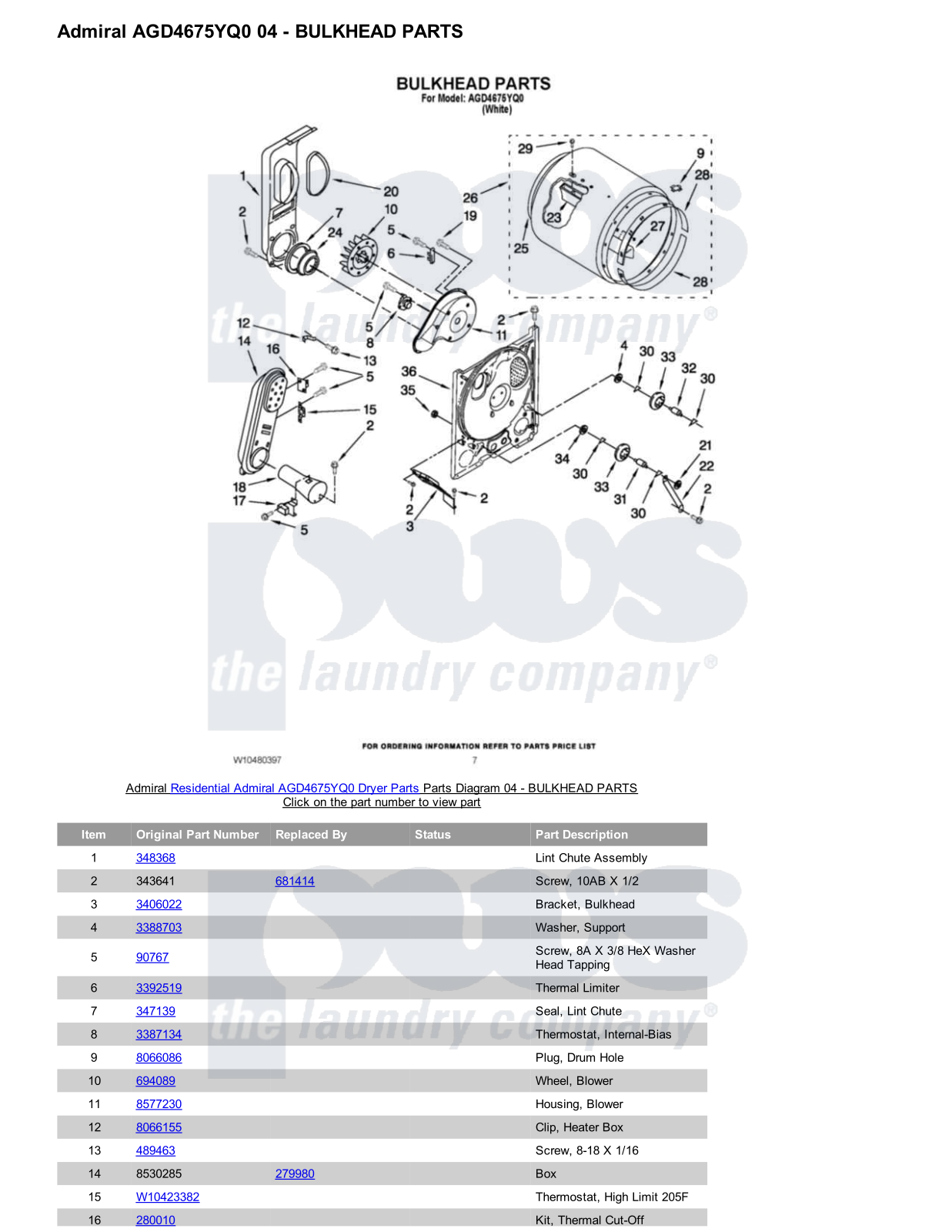 Admiral AGD4675YQ0 Parts Diagram