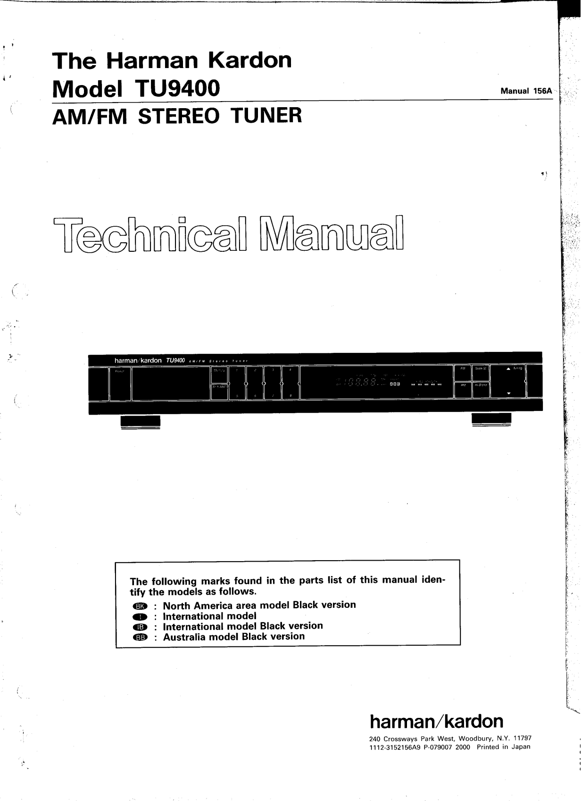 Harman Kardon TU-9400 Service manual