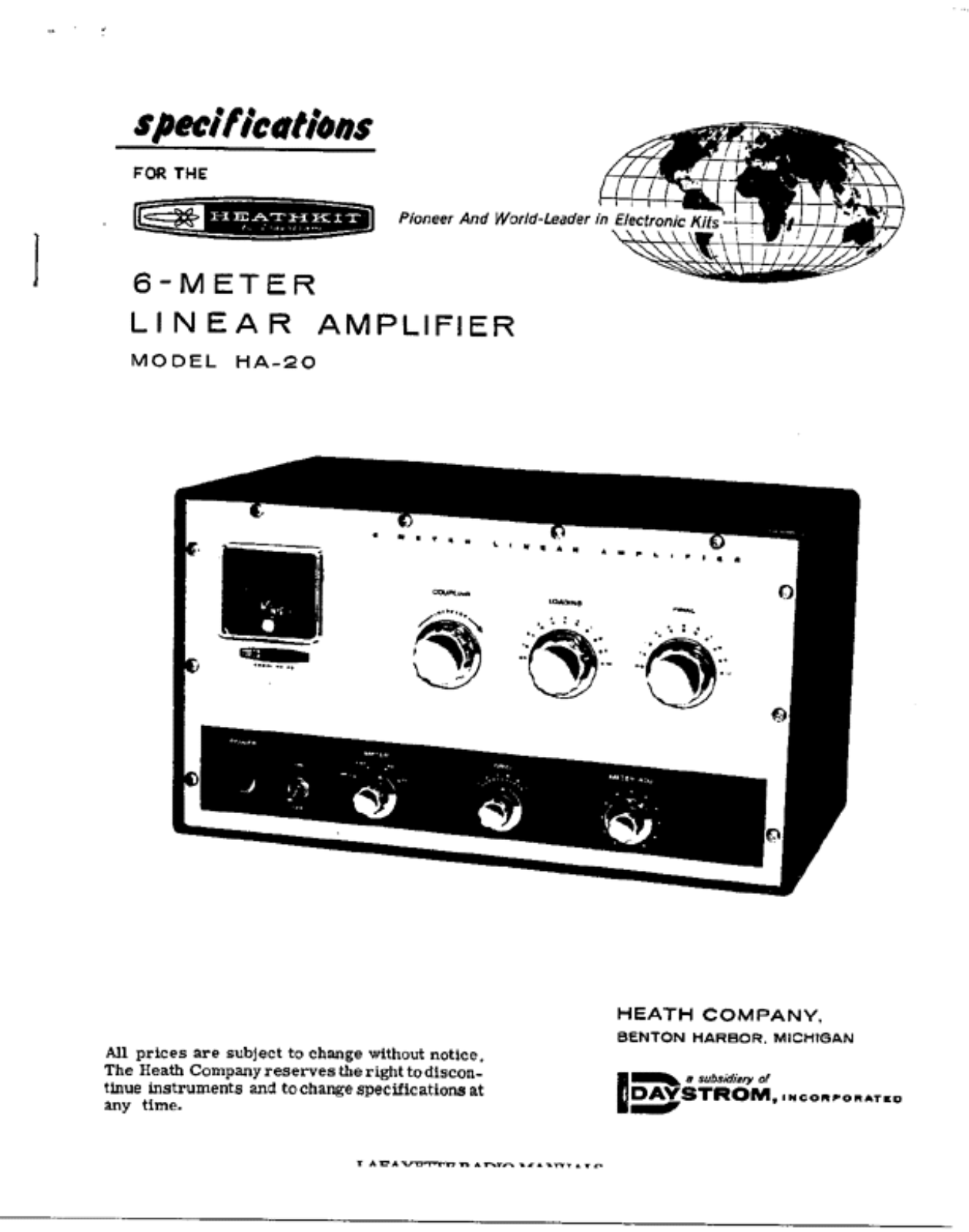 Heath Company HA-20 Schematic