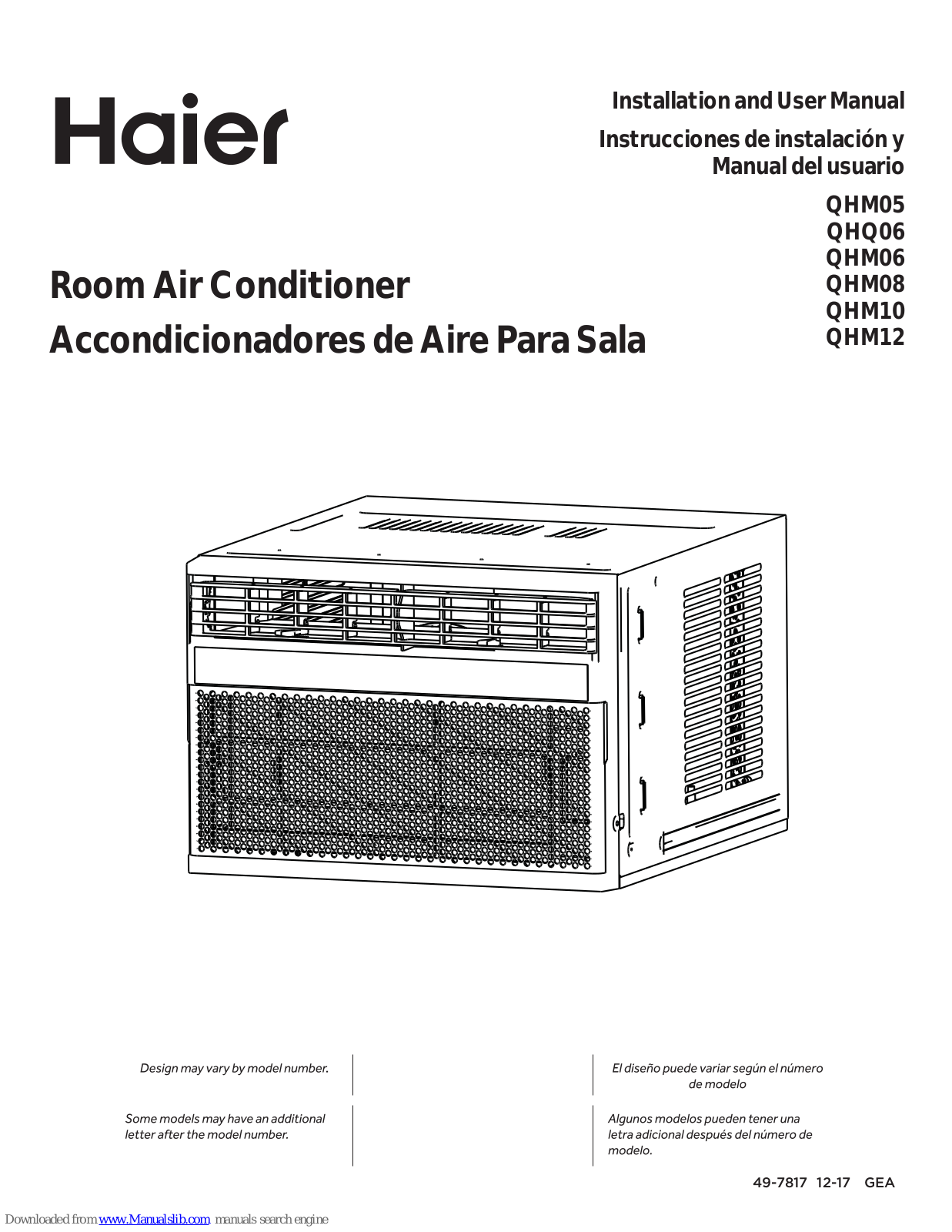 Haier QHQ06, QHM06, QHM05, QHM08, QHM10 Installation And User Manual