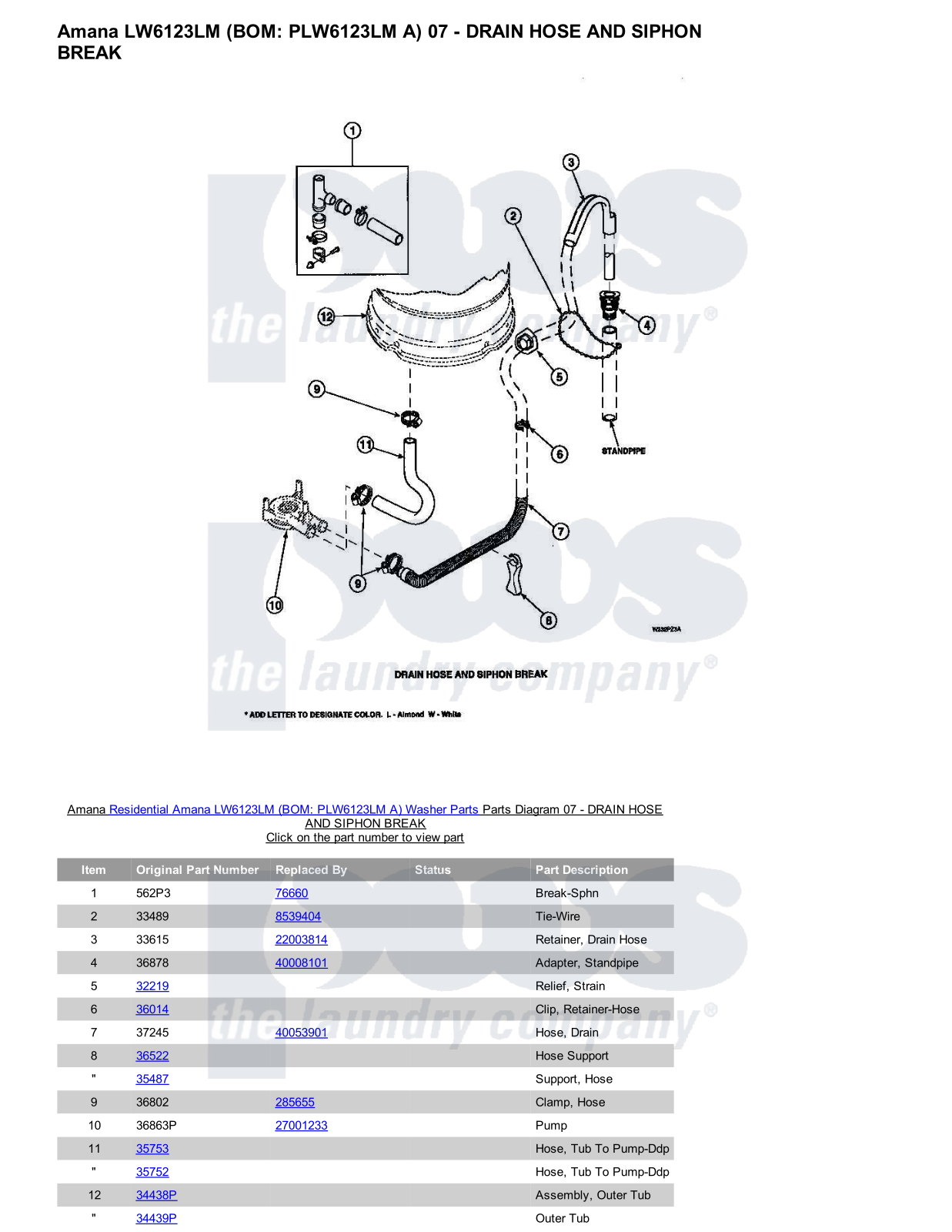 Amana LW6123LM Parts Diagram