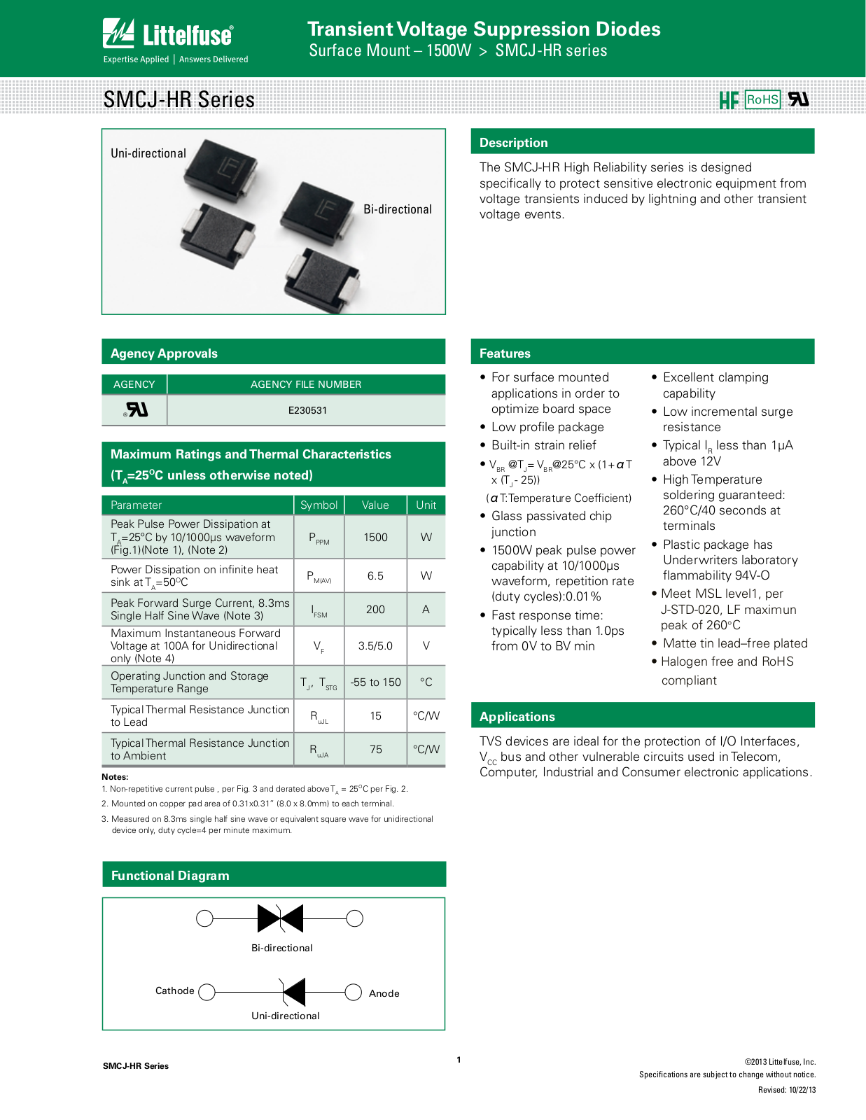 Littelfuse SMCJ-HR User Manual