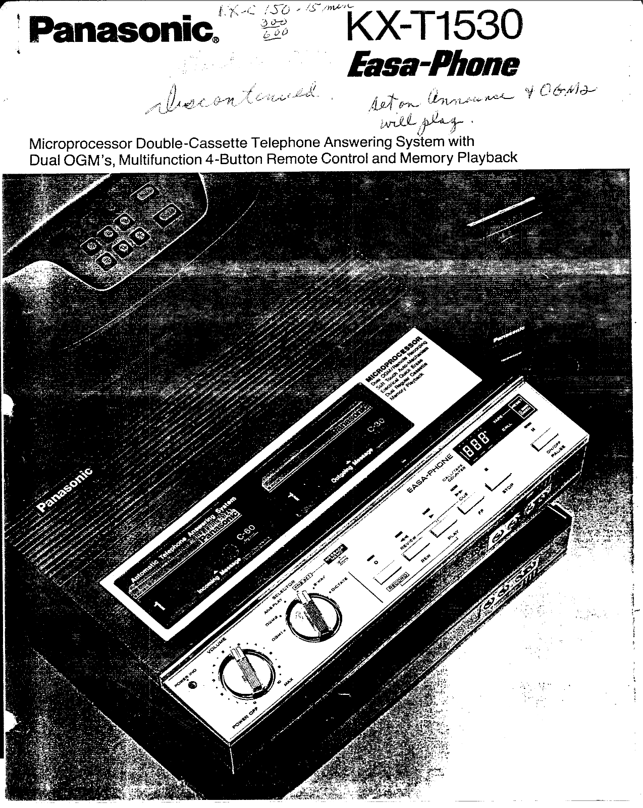 Panasonic kx-t1530 Operation Manual