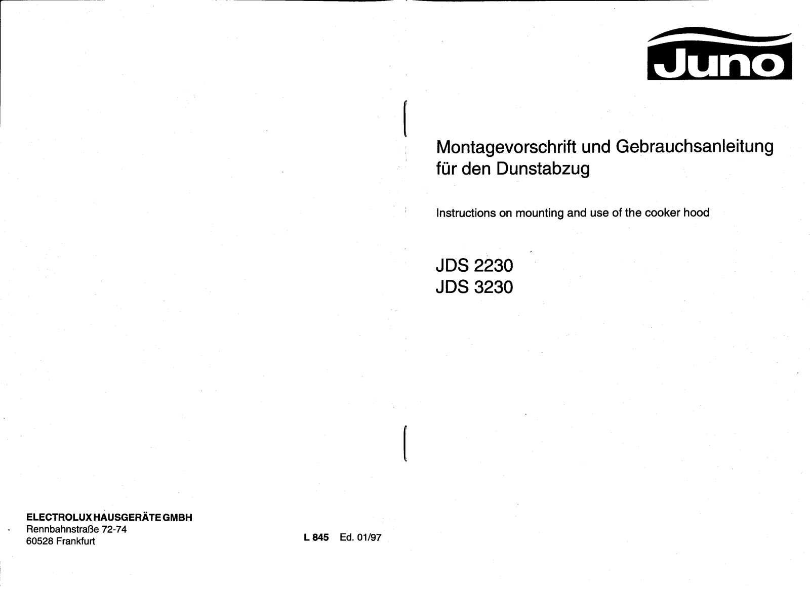 Juno JDS2230W, JDS3230B, JDS3230W, JDS2230B User Manual