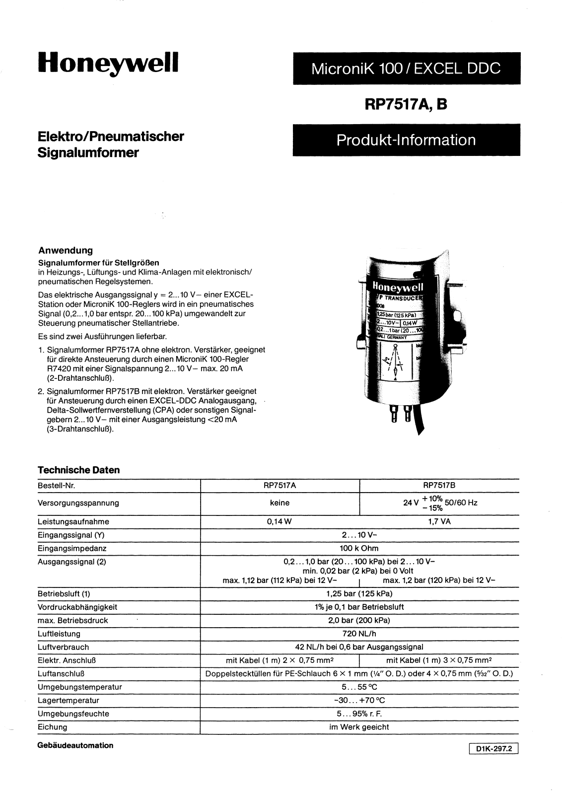 Honeywell RP7517B, RP7517A User Manual