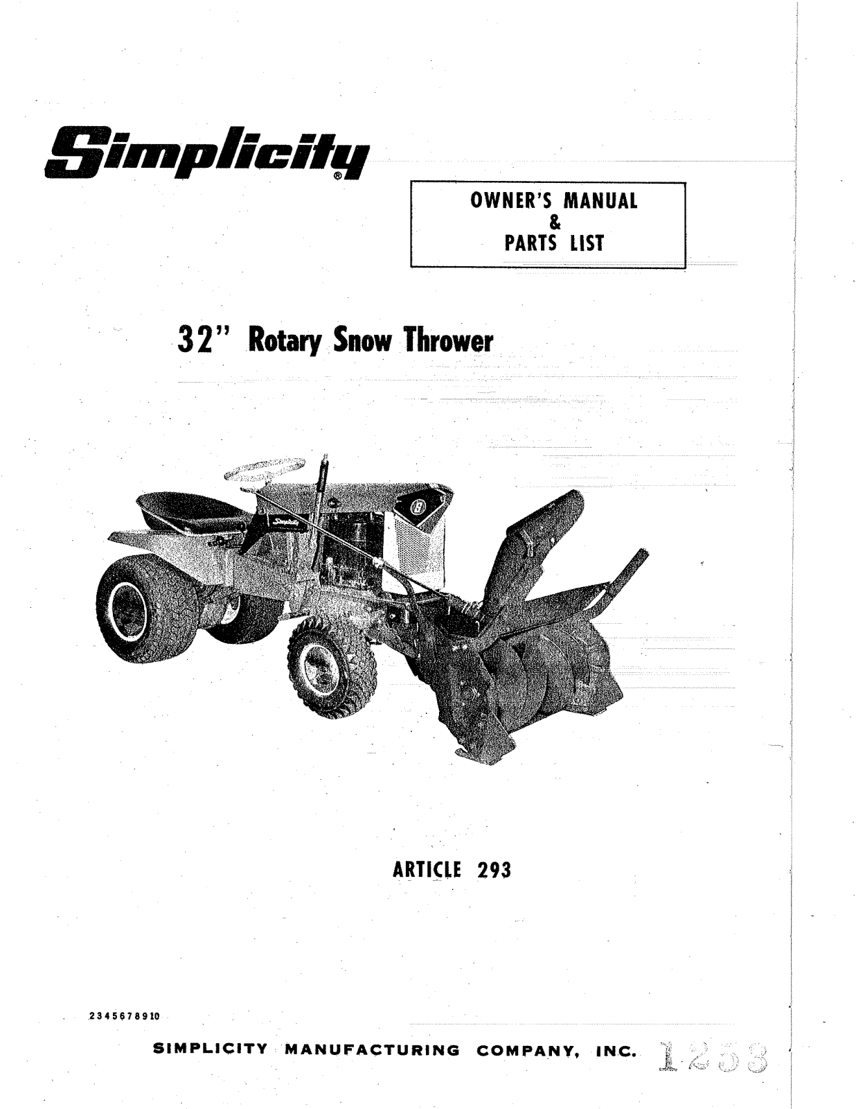 Simplicity 293 User Manual