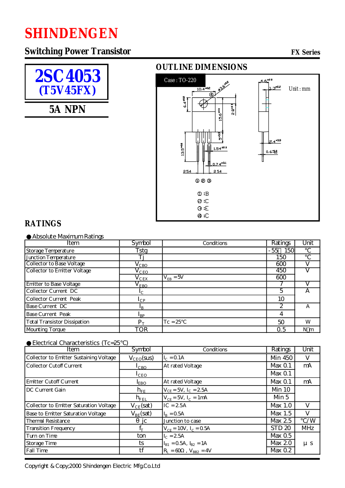 Datasheet 2SC4053 Datasheet (Shindengen) - ManualMachine.com