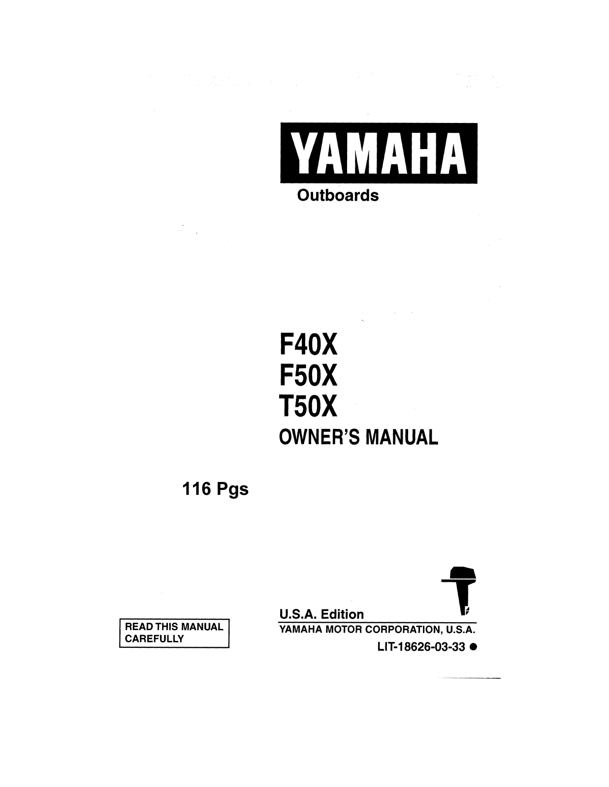 Yamaha F40X, T50X, F50X Owner's Manual