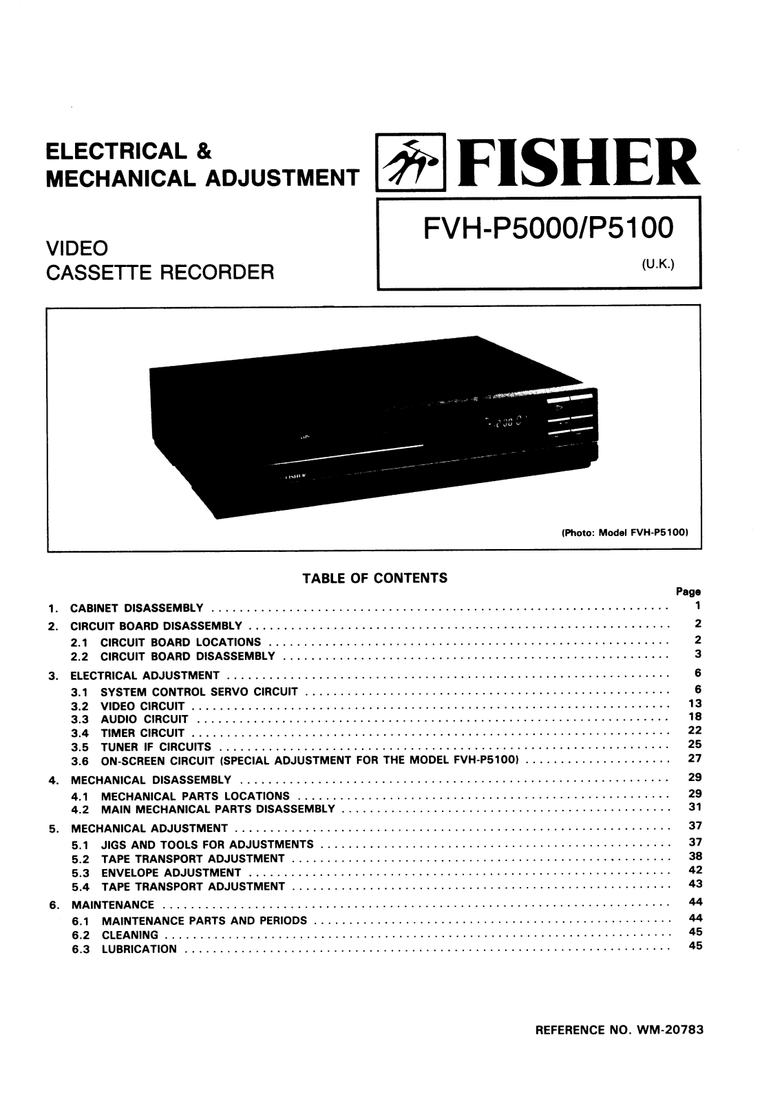 Fisher FVHP-5100, FVHP-5000 Service Manual