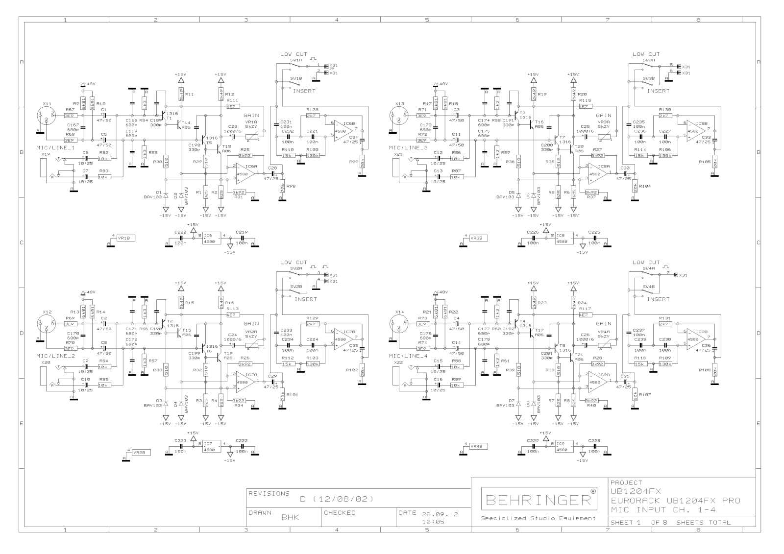 Behringer UB-1204-FX Schematic