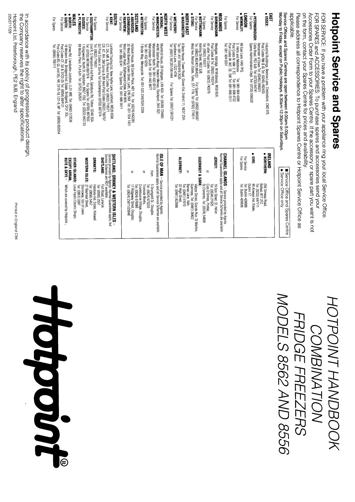 Hotpoint 8562 User Manual