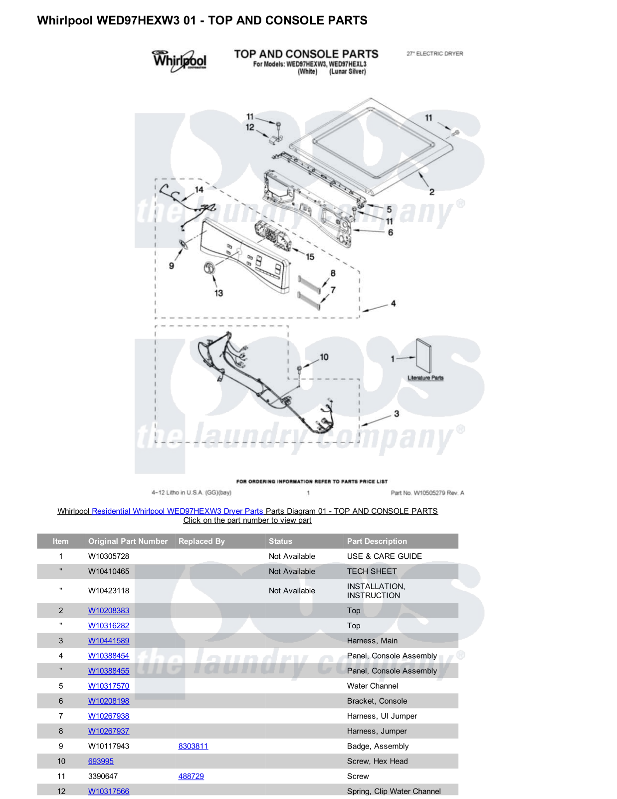 Whirlpool WED97HEXW3 Parts Diagram