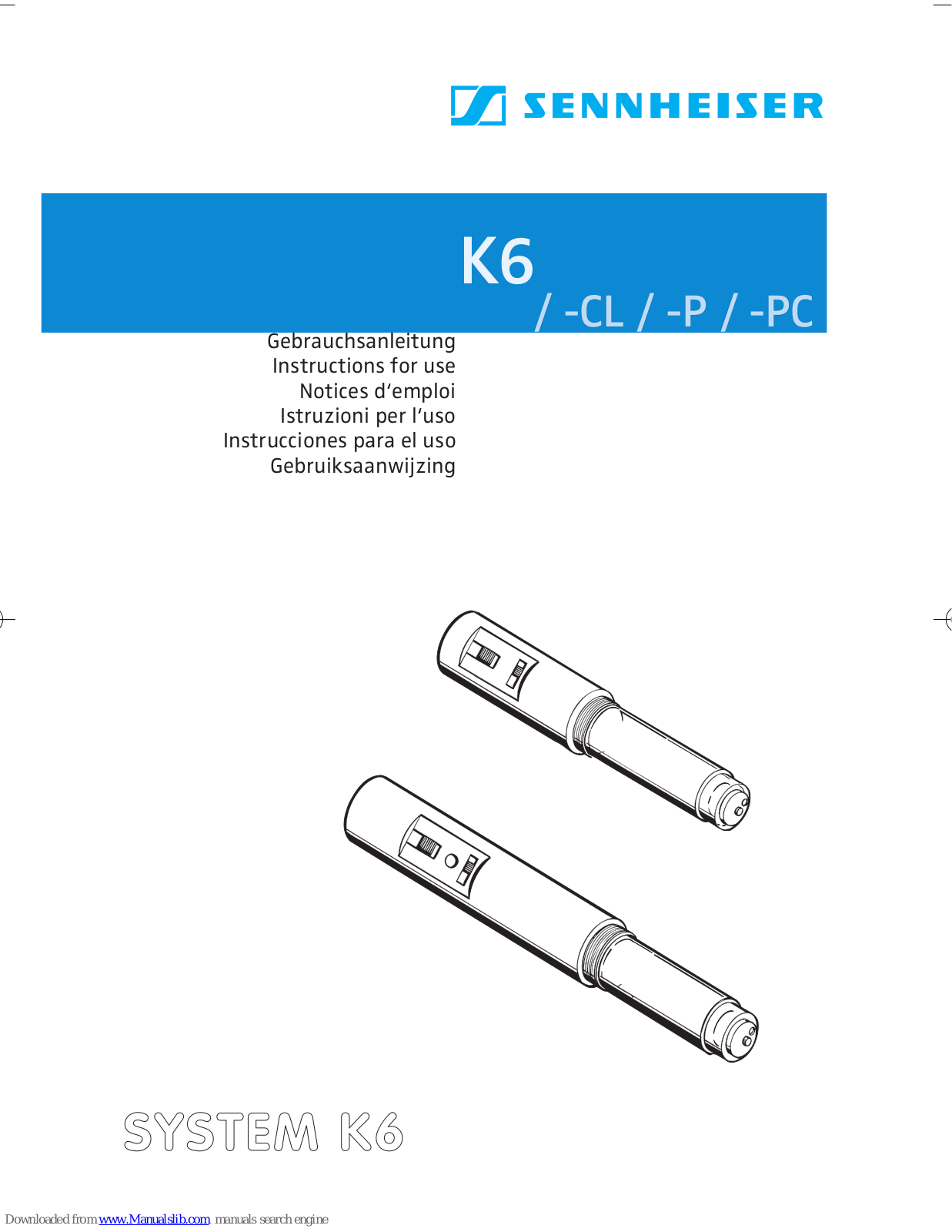 Sennheiser K 6,K6P,K6CL,K6PC Instructions For Use Manual