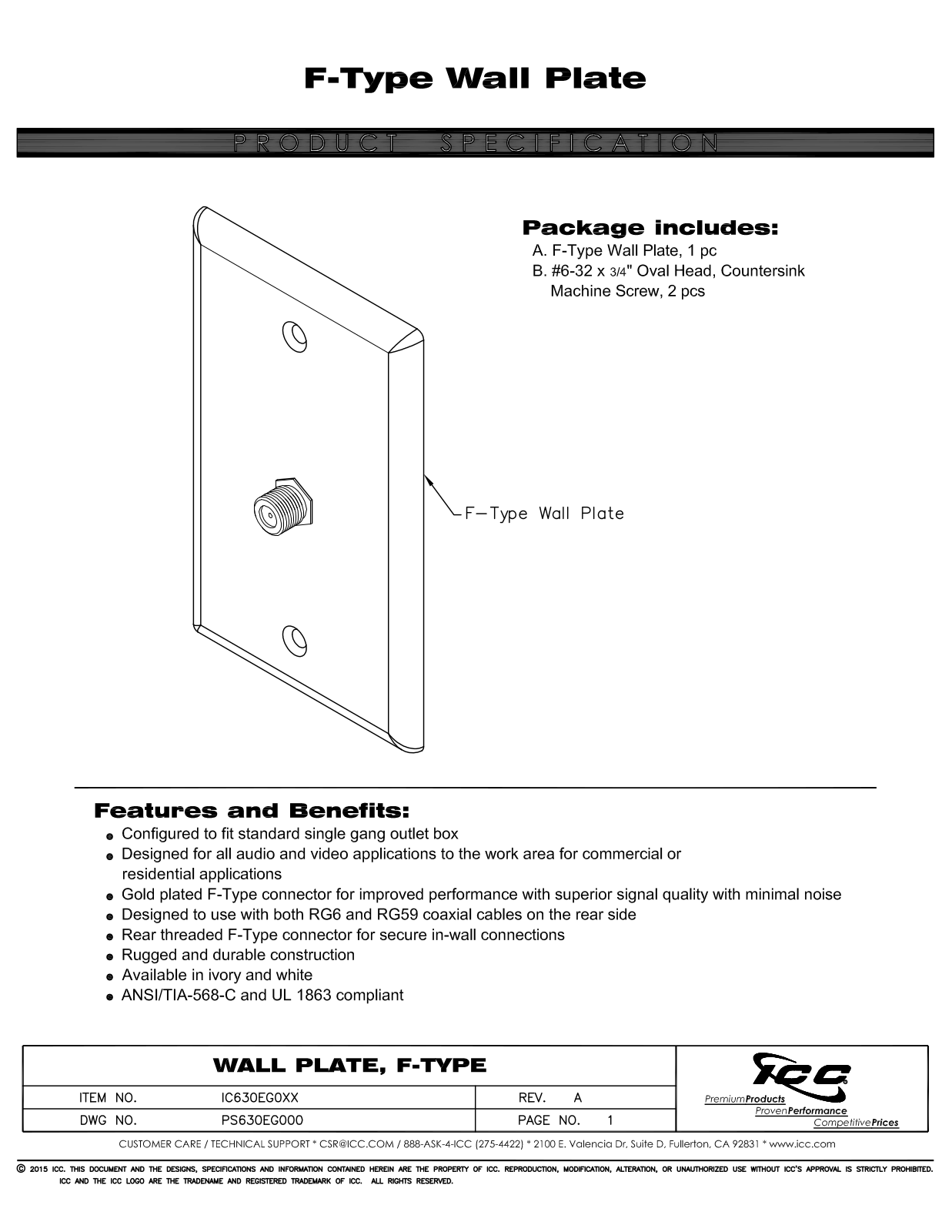 ICC IC630EG0IV Specsheet