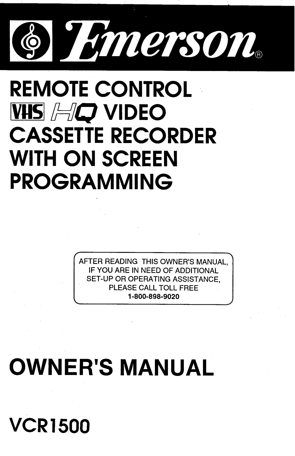EMERSON VCR1500 User Manual