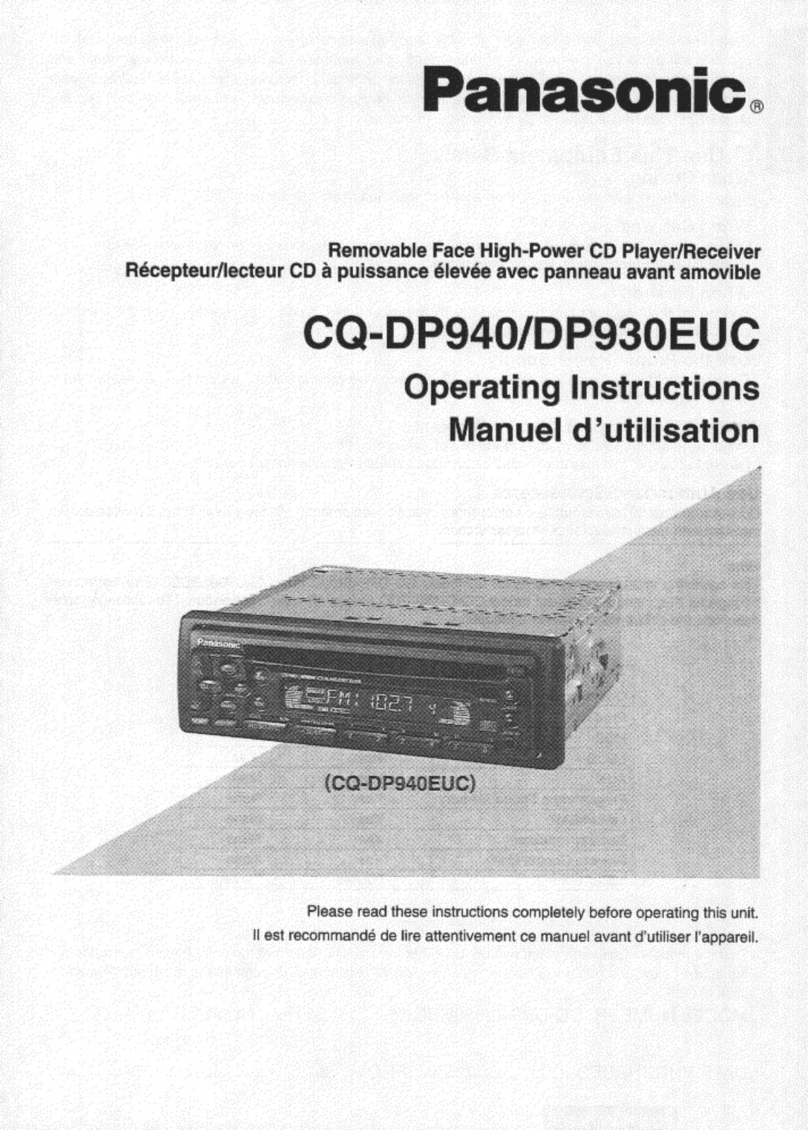 Panasonic CQ-DP940EUC User Manual