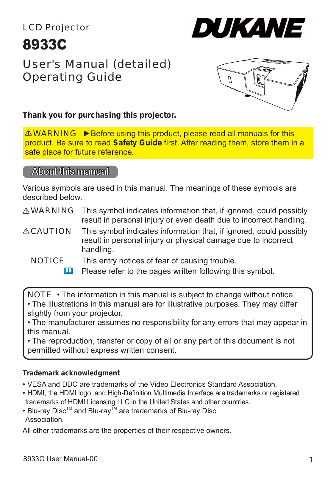 Dukane 8933C User Manual