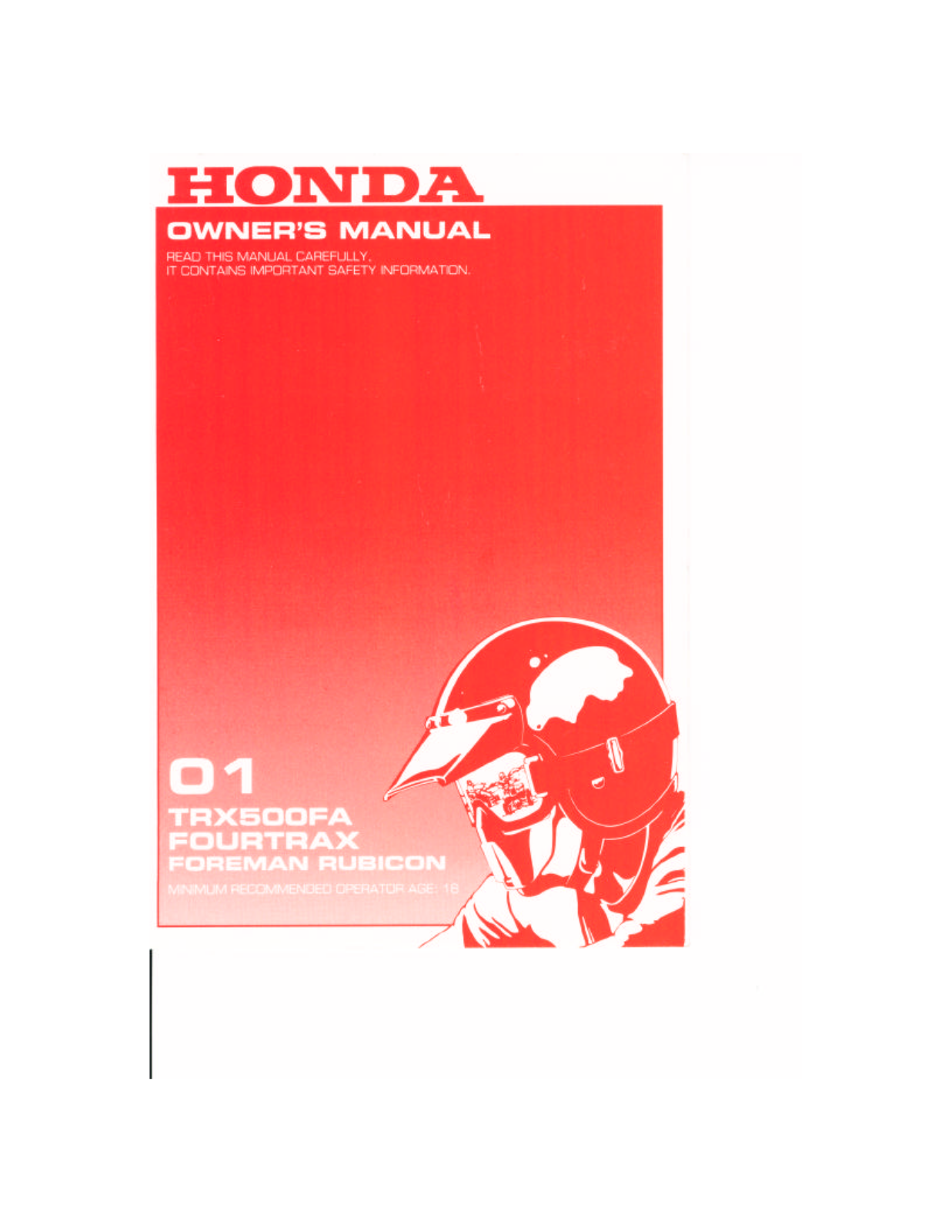 Honda TRX500FA 2001 Owner's Manual