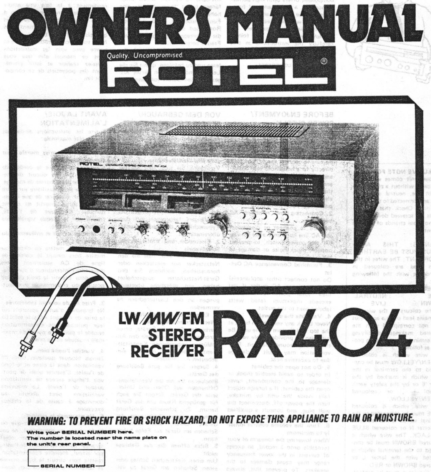 Rotel RX404 User Manual