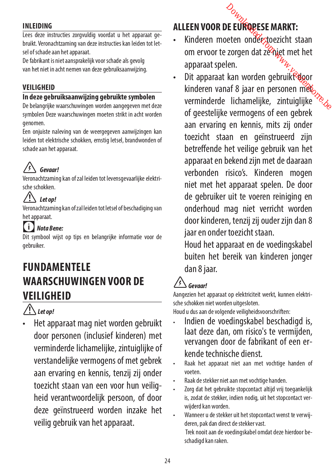 DELONGHI DX10 User Manual