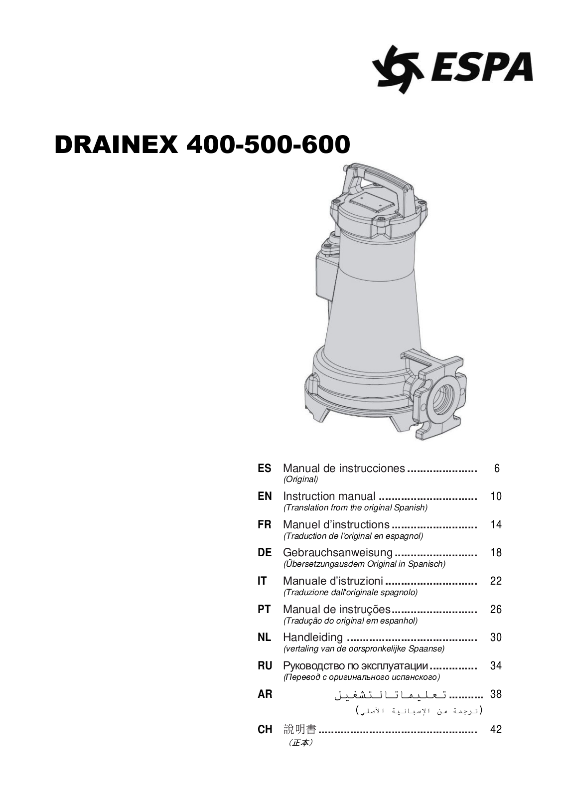 Espa Drainex 600 User guide - ManualMachine.com