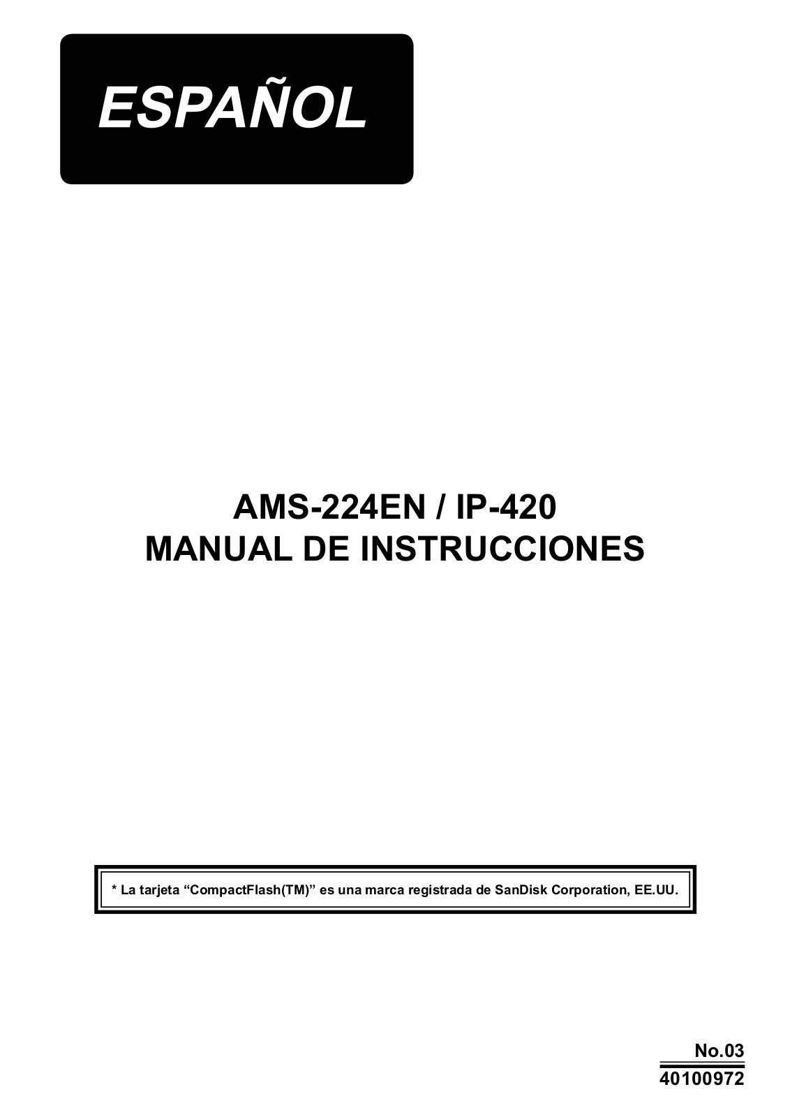 JUKI AMS-224EN/IP-420 Instruction Manual