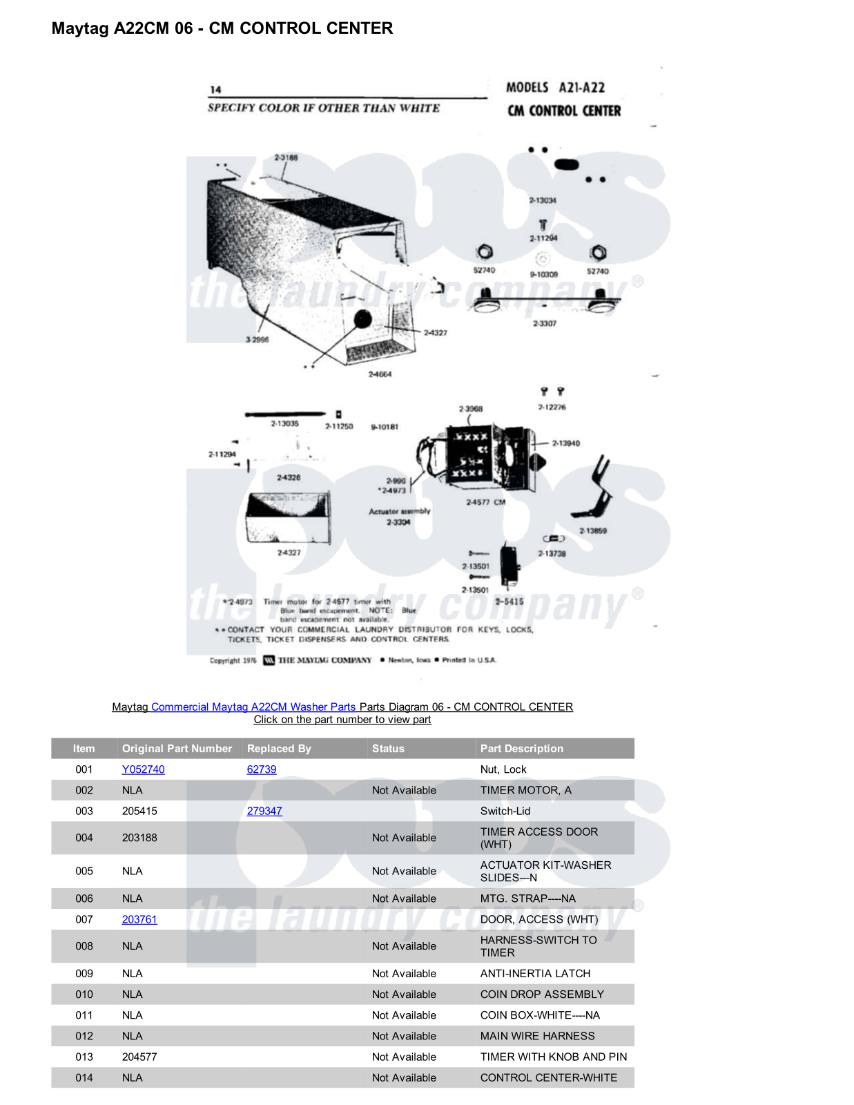 Maytag A22CM Parts Diagram