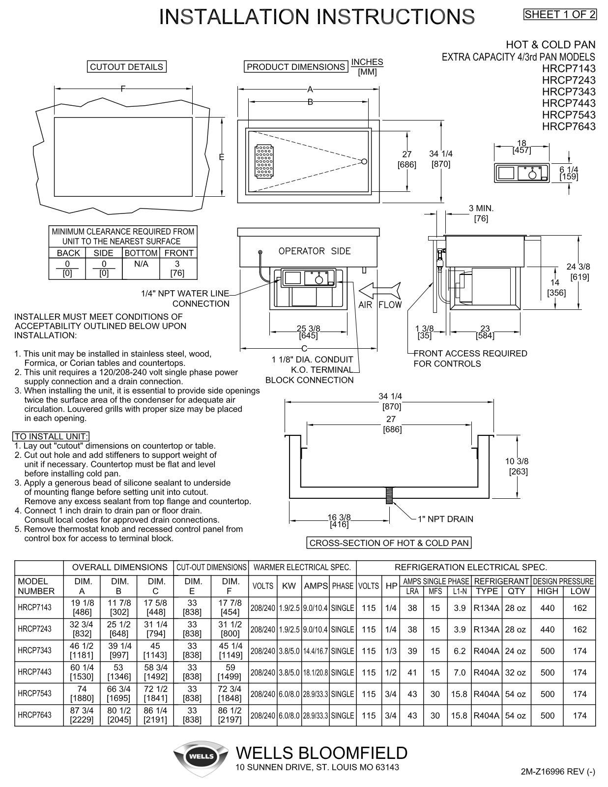 Wells HRCP-7143 Installation  Manual