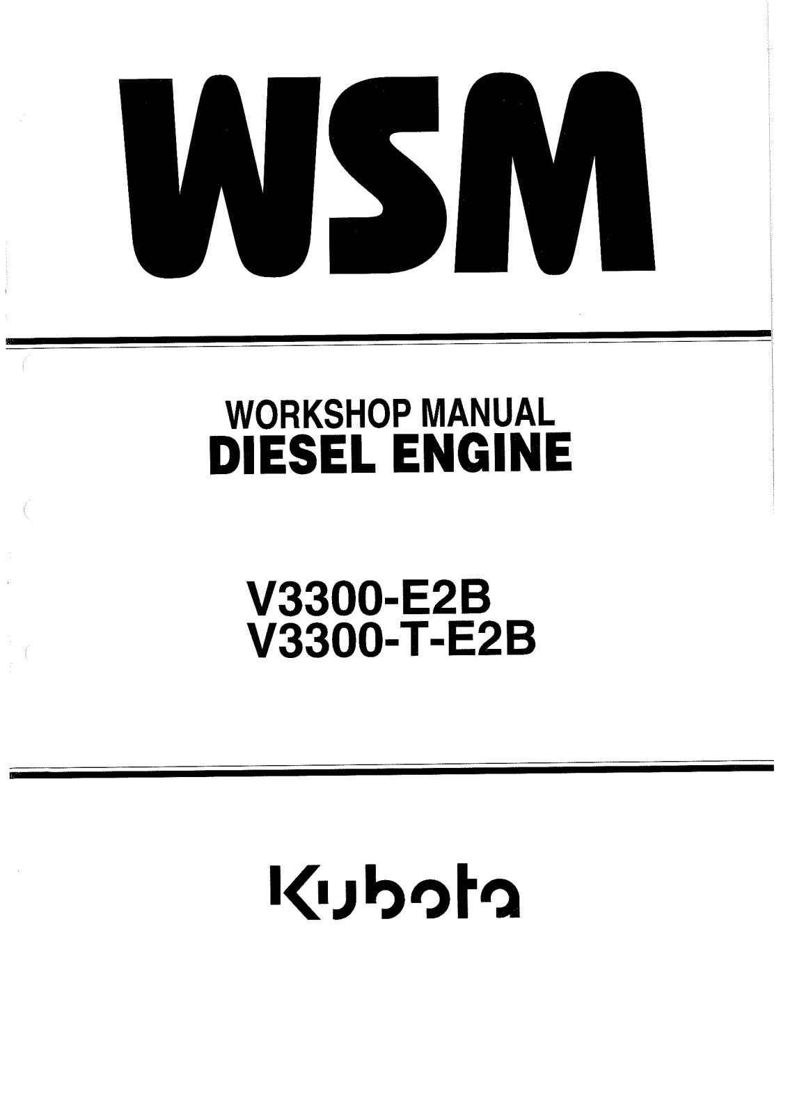 Kubota V3300 Workshop Manual